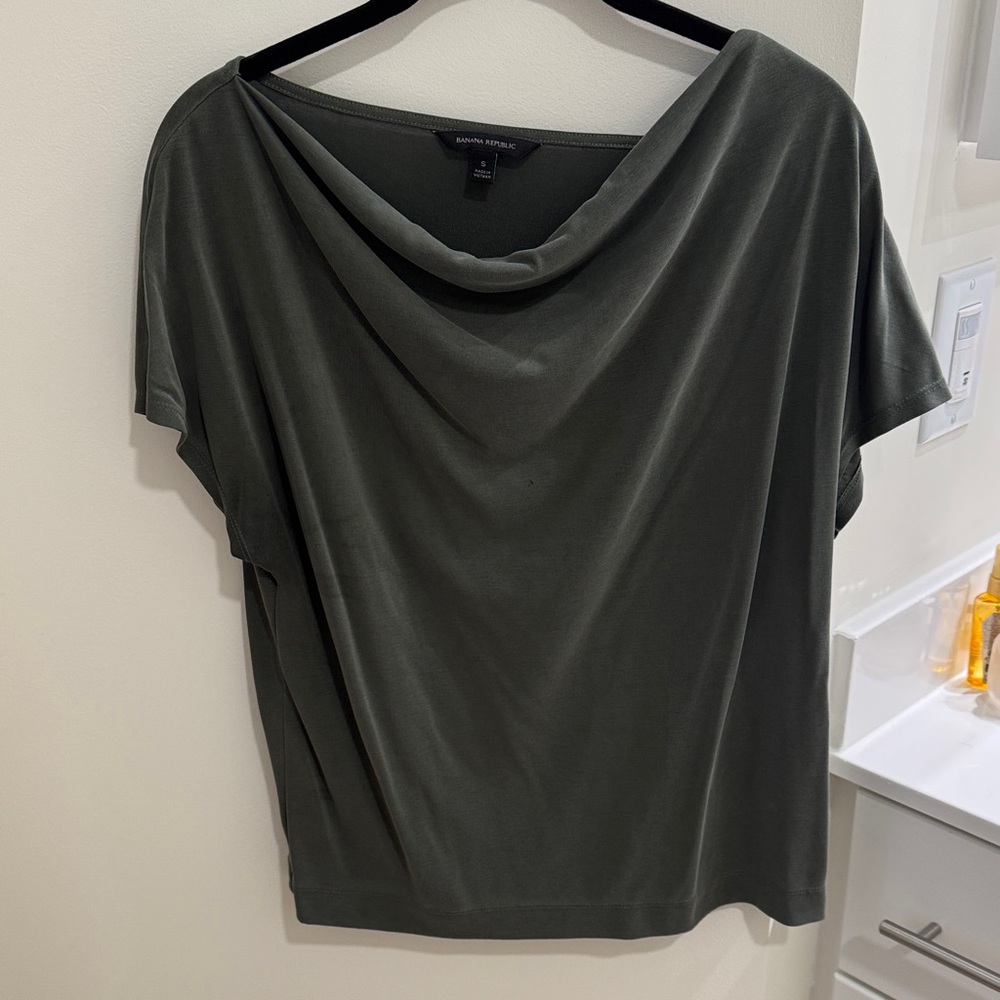 Banana Republic Dark Green Drape Blouse